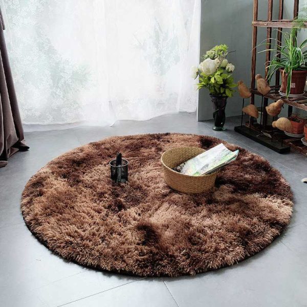 Round Rug Super Soft Fluffy Shag Circle Area Rugs for Kid's Bedroom, Fuzzy Plush Shaggy Circular Rug for Teen's Room, Cute Non-Slip Home Decor Black Carpet for Nursery Room - 图片 8