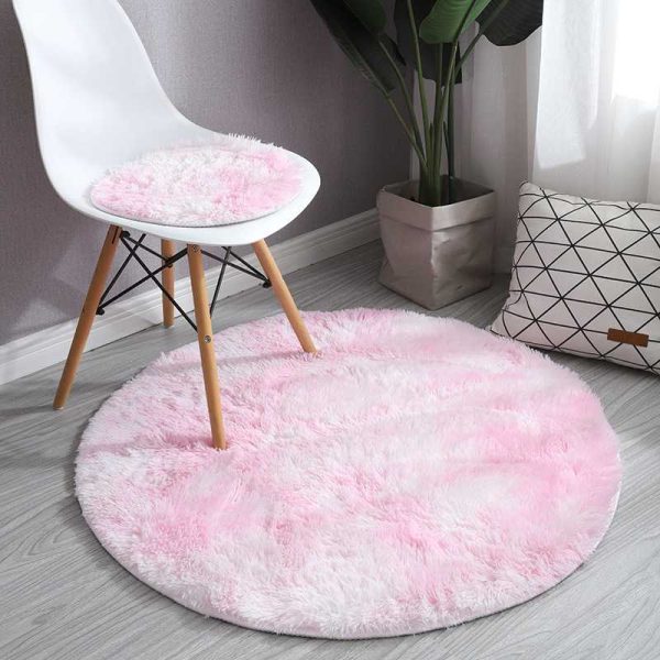Round Rug Super Soft Fluffy Shag Circle Area Rugs for Kid's Bedroom, Fuzzy Plush Shaggy Circular Rug for Teen's Room, Cute Non-Slip Home Decor Black Carpet for Nursery Room - 图片 7