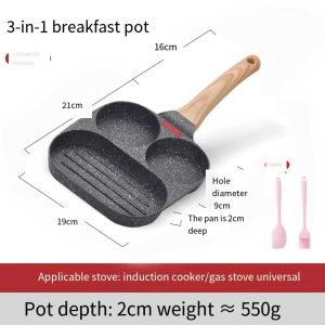 用于煎蛋、早餐和牛排的三合一不粘锅 耐磨损