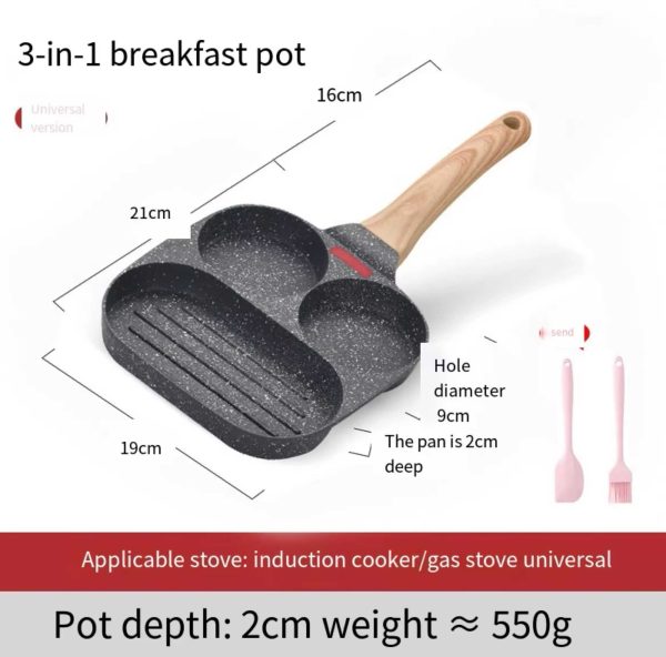 Three-in-One Non-Stick Coated Frying Pan for Eggs, Breakfast, and Steak Wear Resistent - 图片 2