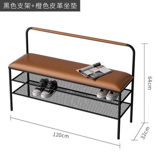 Luxury Metal Designs Double Layer Small Net Shoe Stool Organizer Cabinet Rack Bench - 图片 4