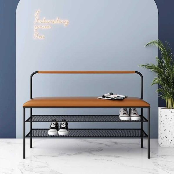 Luxury Metal Designs Double Layer Small Net Shoe Stool Organizer Cabinet Rack Bench - 图片 2