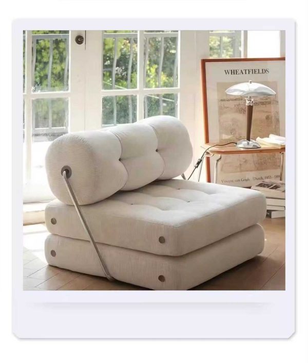 Single Sofa Small Apartment Living Room Tofu-Block Taji Sofa Bed - Folding Dual-Purpose Cream Style Module Lazy Sofa - 图片 2