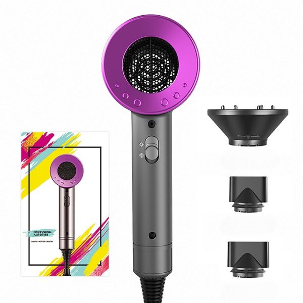 Economic Ionic Hair Dryer, Powerful 1800W Fast Drying Low Noise Blow Dryer with 2 Concentrator Nozzle 1 Diffuser Attachments for Home Salon Travel - 图片 2