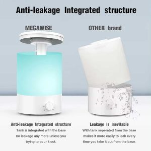 卧室大房间加湿器，2.5 升冷雾加湿器，带精油扩散器，顶部填充式加湿器，适用于婴儿、家居、植物，全屋超声波加湿，自动关闭，（白色）
