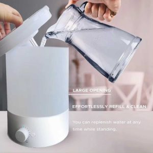 卧室大房间加湿器，2.5 升冷雾加湿器，带精油扩散器，顶部填充式加湿器，适用于婴儿、家居、植物，全屋超声波加湿，自动关闭，（白色）