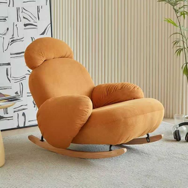 Light luxury Lazy Recliner Sofa Hotel Living Room Leisure Rocking Chair White Modern Single Couch With Stool - 图片 6