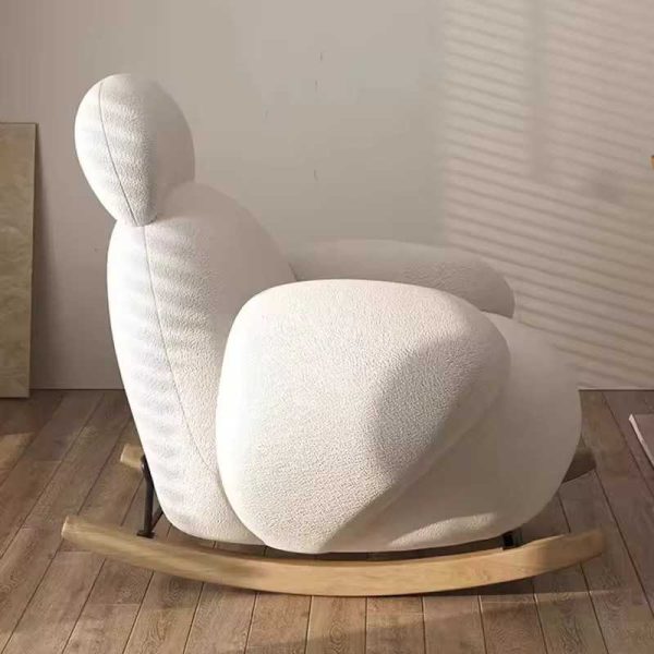 Light luxury Lazy Recliner Sofa Hotel Living Room Leisure Rocking Chair White Modern Single Couch With Stool - 图片 4