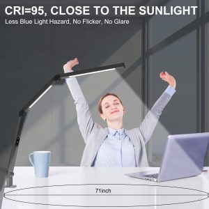 带夹具的 LED 台灯，带双光源和可调节摆臂的建筑师台灯，夹式护眼灯 4 种 CCT 模式和 5 级亮度