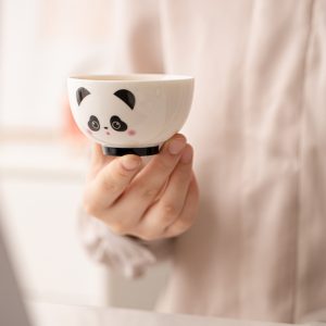 Trendy Panda 便携式茶壶套装（含 2 个茶杯）- 附带皮革便携箱