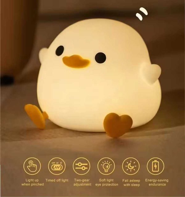 DoDo Duck Night Light, Cute Duck Lamp, Silicone Dimmable Nursery Nightlight, Rechargeable LED Bedside Lamp with 20 Minutes Timer & Tap Control Baby Girls Women Bedrooms, Living Room - 图片 4