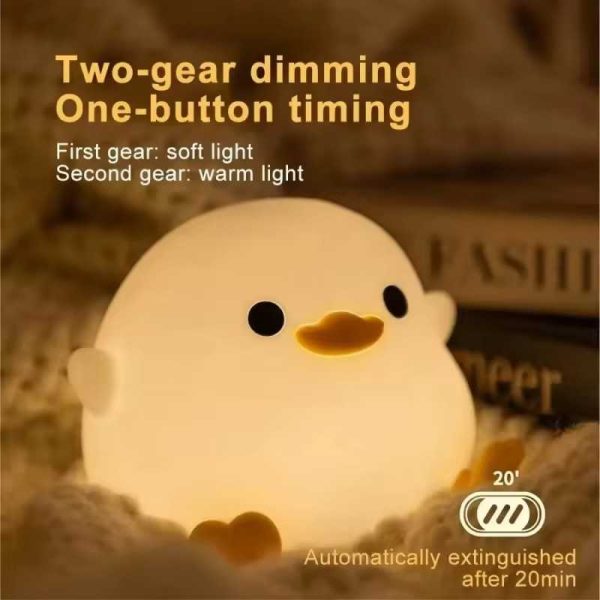 DoDo Duck Night Light, Cute Duck Lamp, Silicone Dimmable Nursery Nightlight, Rechargeable LED Bedside Lamp with 20 Minutes Timer & Tap Control Baby Girls Women Bedrooms, Living Room - 图片 2