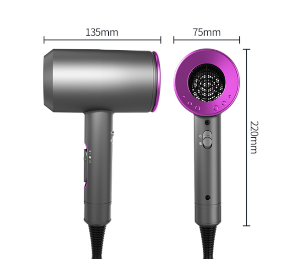 Economic Ionic Hair Dryer, Powerful 1800W Fast Drying Low Noise Blow Dryer with 2 Concentrator Nozzle 1 Diffuser Attachments for Home Salon Travel - 图片 4