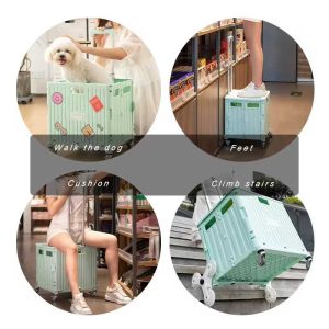 可折叠多功能车滚动周转箱手推车 110 磅大容量购物车，带 360° 旋转无噪音车轮和伸缩手柄，适用于运输杂货、办公室和学校使用（黑色）
