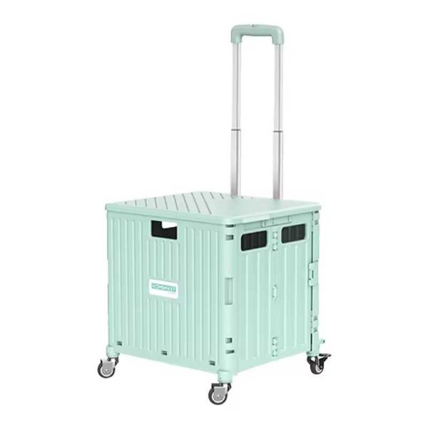 Foldable Utility Cart Rolling Crate Handcart 110lbs Large Capacity Shopping Cart with 360°Rotate Noiseless Wheels & Telescoping Handle for Transports Groceries Office School Use(Black) - 图片 6