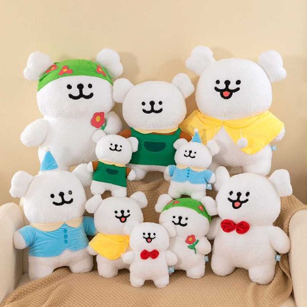 Hot Korea Line Puppy Plush，Line Puppy Maltese Plush Doll Pajama Style 情侣可爱玩偶