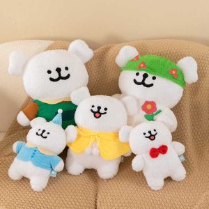 Hot Korea Line Puppy Plush，Line Puppy Maltese Plush Doll Pajama Style 情侣可爱玩偶