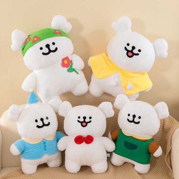 Hot Korea Line Puppy Plush，Line Puppy Maltese Plush Doll Pajama Style Couple Cute Dolls - 图片 2