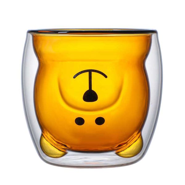 Bear Cute Mugs Kawaii Double Wall Glass Coffee Tea Mill Yogurt Cup Funny - 图片 10