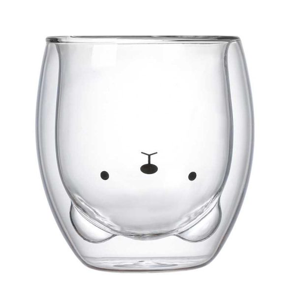 Bear Cute Mugs Kawaii Double Wall Glass Coffee Tea Mill Yogurt Cup Funny - 图片 8