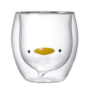 Bear Cute Mugs Kawaii Double Wall Glass Coffee Tea Mill Yogurt Cup Funny