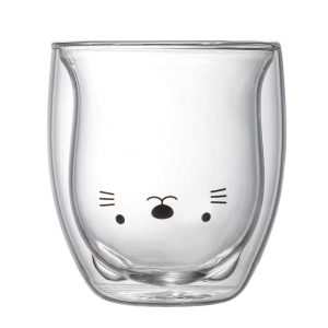 Bear Cute Mugs Kawaii Double Wall Glass Coffee Tea Mill Yogurt Cup Funny