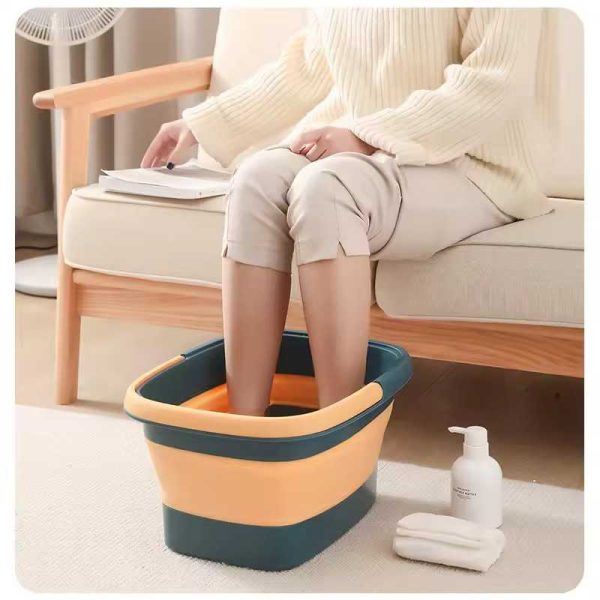 Collapsible Foot Bath Basin Soaker Tub with Handle for Foot Spa, Foldable Plastic Foot Spa Pedicure Foot Soak Inflatable Bucket Tools for Washing - 图片 3