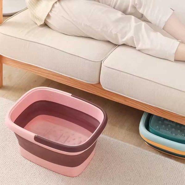 Collapsible Foot Bath Basin Soaker Tub with Handle for Foot Spa, Foldable Plastic Foot Spa Pedicure Foot Soak Inflatable Bucket Tools for Washing - 图片 2