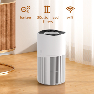 高效 3 合 1 HEPA 空气净化器，具有智能 PM2.5 检测、多速运行和超静音睡眠模式 - 白色