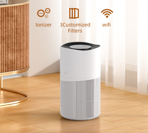 High-Efficiency 3-in-1 HEPA Air Purifier with Intelligent PM2.5 Detection, Multi-Speed Operation, and Ultra-Quiet Sleep Mode - White - 图片 5