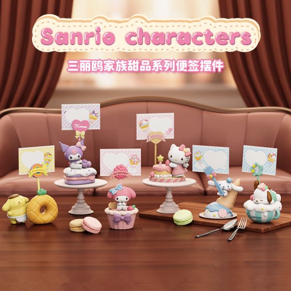 Officially Licensed Sanrio Characters Sweet Treats Note Holder Figures - My Melody, Cinnamoroll, Pompompurin, Kuromi, Pochacco, and Hello Kitty