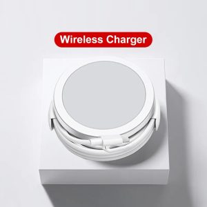 适用于 iPhone 13/12 系列和安卓系统的 15W 高速磁性无线充电器，兼容 PD/QC - 强磁吸附，可实现稳定快速充电 - 白色