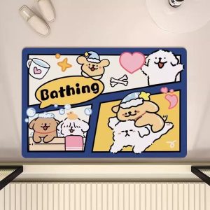 Cute Line Puppy 吸水浴室垫 - 瞬干、防滑、方便收纳 60x90cm - 多种设计可供选择