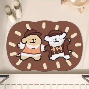 Cute Line Puppy 吸水浴室垫 - 瞬干、防滑、方便收纳 60x90cm - 多种设计可供选择