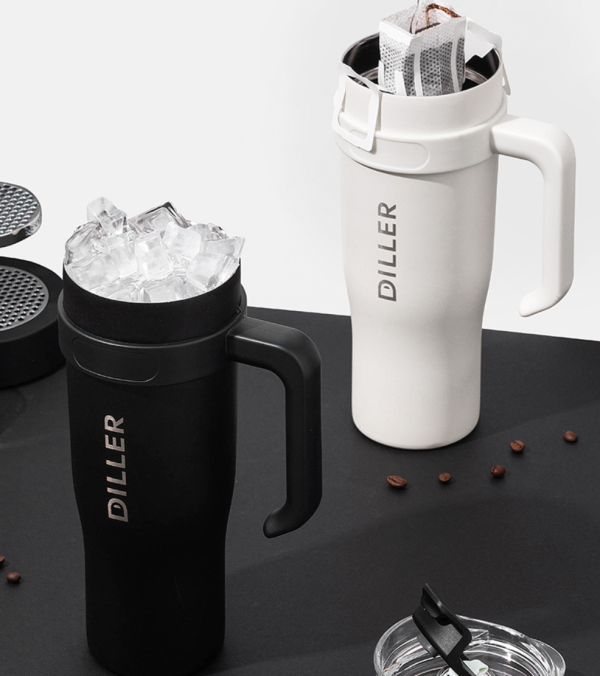Diller Premium 1.2L Large Capacity Insulated Tumbler Cup with Straw and Handle for Hot and Cold Beverages - Available in Two Colors - 图片 6