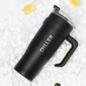 Diller Premium 1.2L 大容量保温杯（带吸管和手柄），适用于冷热饮品 - 两种颜色可选