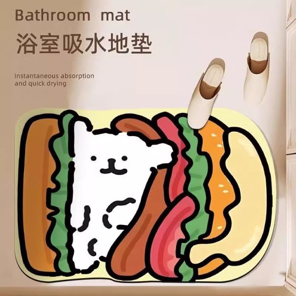 Cute Line Puppy Absorbent Bathroom Mat - Instant Drying, Anti-Skid, and Convenient Storage 60x90cm - Multiple Design Available - 图片 2