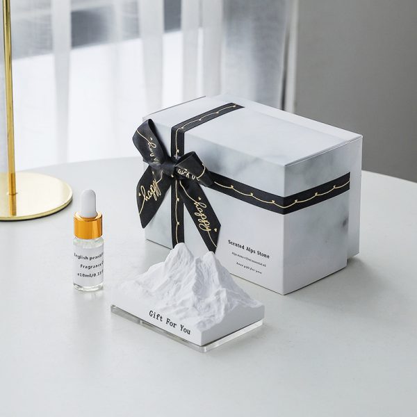 Trendy Luxury Fragrance Diffuser with Scented Alps Stone and Essential Oil Set - Elegant Home Aroma Gift Box - Two Choices of Scent Available