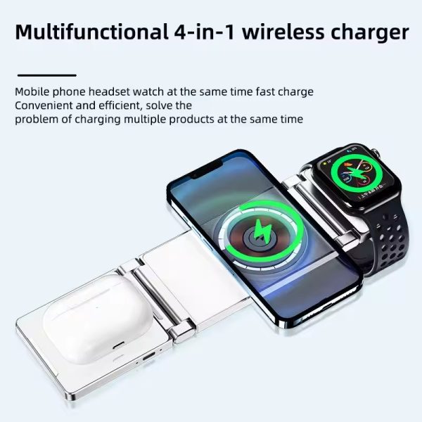 Multifunctional 4-in-1 Magnetic Wireless Charger for Multiple Devices - Phones, Earphones, and Smartwatches, Supports Simultaneous Charging of Multiple Devices - 图片 3