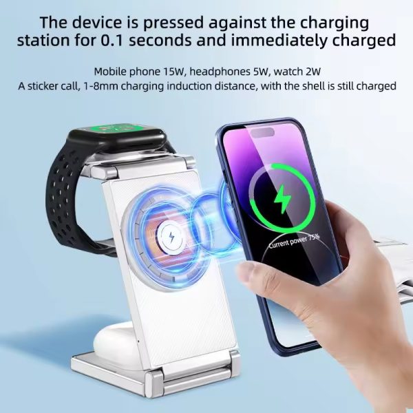 Multifunctional 4-in-1 Magnetic Wireless Charger for Multiple Devices - Phones, Earphones, and Smartwatches, Supports Simultaneous Charging of Multiple Devices - 图片 2