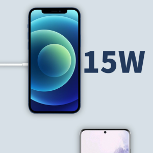 适用于 iPhone 13/12 系列和安卓系统的 15W 高速磁性无线充电器，兼容 PD/QC - 强磁吸附，可实现稳定快速充电 - 白色