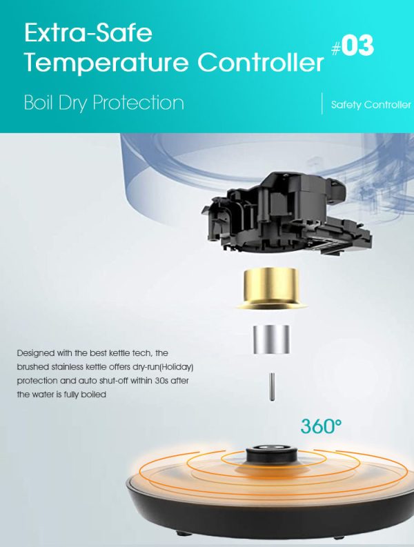 ZHUNE 1.8L Electric Glass Kettle with Boil-Dry Protection, Fast Boiling, and Auto Shut-Off - 图片 4