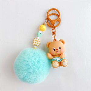 Butterbear Keychain with Plush Charm - Adorable Bag and Car Accessory