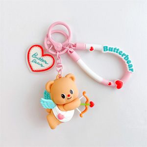 Butterbear Keychain with Plush Charm - Adorable Bag and Car Accessory