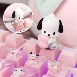 Sanrio 可爱的肉桂娃娃键帽，粉色 R4 十字轴键帽，适用于机械键盘