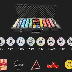 专业德州扑克筹码套装 - 300 和 500 筹码套装，带铝质包装盒