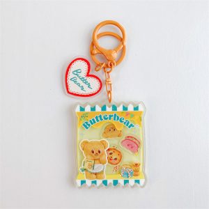 Butterbear Keychain with Plush Charm - Adorable Bag and Car Accessory
