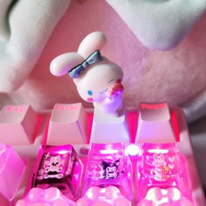 Sanrio 可爱的肉桂娃娃键帽，粉色 R4 十字轴键帽，适用于机械键盘