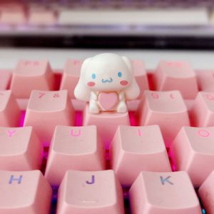 Sanrio 可爱的肉桂娃娃键帽，粉色 R4 十字轴键帽，适用于机械键盘