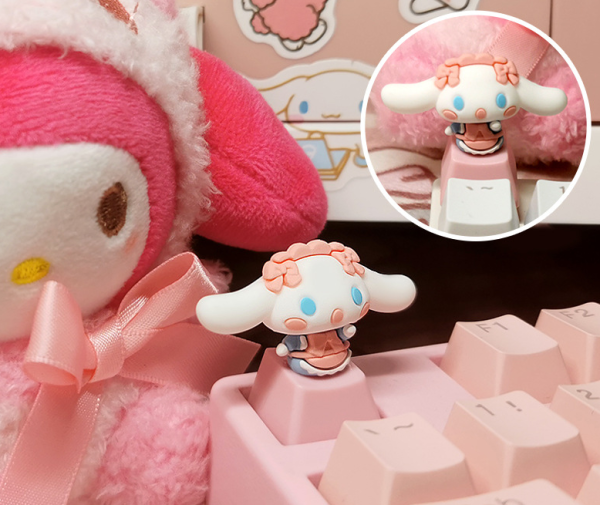 Sanrio Lovely Cinnamoroll Keycaps, Pink R4 Cross-Axis Keycap for Mechanical Keyboards - 图片 15